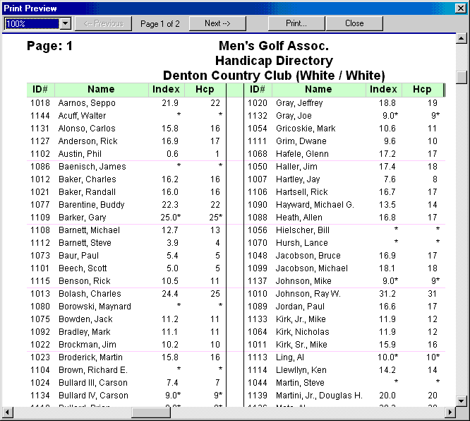 golf handicap software usga rcga and custom golf excel roster spreadsheet