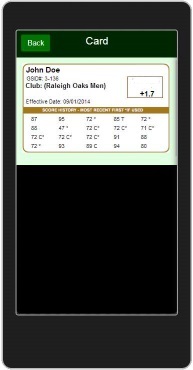 Handicap System score card