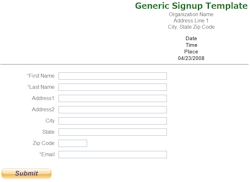 sample onlne signup form