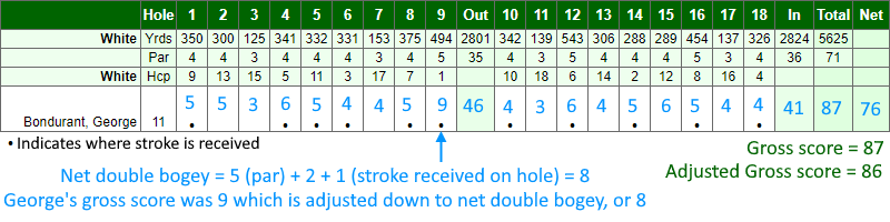 Adjusted gross score example